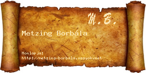 Metzing Borbála névjegykártya
